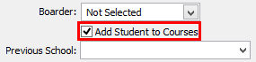 Create New Student - School window (cut down)