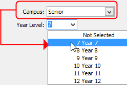 Create New Student - School window (Filter Year Level based on Campus)
