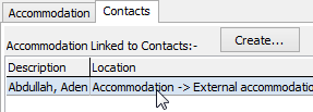 Current Student Maintenance - Accommodation tab - Contacts sub-tab (cut down)