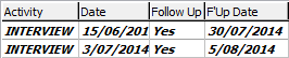 Current Student Maintenance - Activity tab (grid area, cut down)
