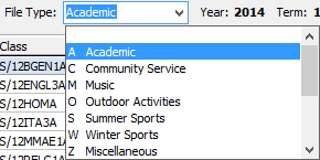 Current Student Maintenance - Classes tab (File Type)