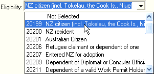 Current Student Maintenance - NZMOE tab (Eligibility field)