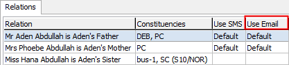 Current student maintenance - Relations tab (Use Email field, cut-down)