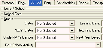 Current Student Maintenance - School tab (cut down)