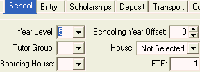 Current Student Maintenance - School tab (cut down)