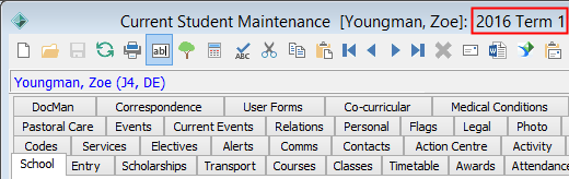 Current Student Maintenance - School tab (next year, cut down)