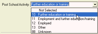 Current Student Maintenance - School tab (Post School Activity)