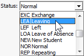 Current Student Maintenance - School tab (Status field)