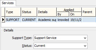 Current Student Maintenance - Services tab (What's new, v67)