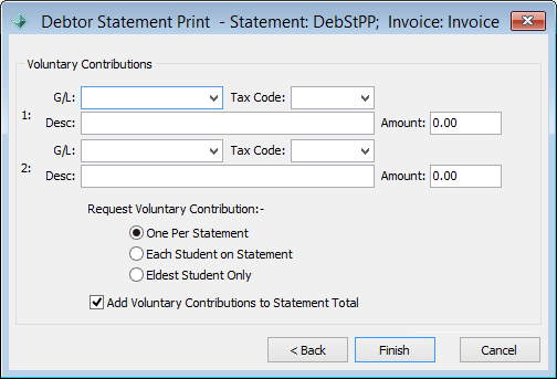 Debtor Statement Print - Voluntary Contributions window