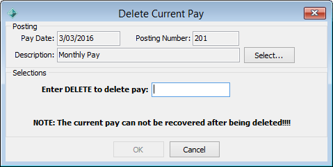 Delete Current Pay window