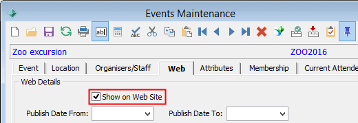 Deleting events (Web tab fields highlighted)