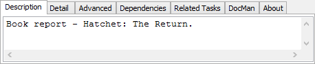 Description tab (Community Maintenance - Action Centre tab)