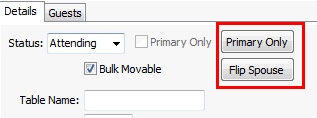 Development Maintenance - Current Events tab - Details sub-tab (cut down, Flip Spouse highlighted)
