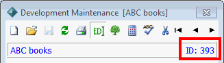 Development Maintenance - Personal tab (cut down, id highlighted)