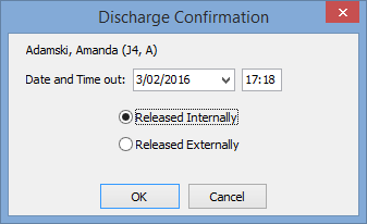 Discharge Confirmation window