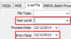 e-ASSTLE fields (Import-Export Student Data, cut-down)