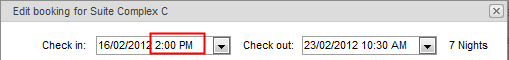 Edit booking for (syweb, cutdown, checkin time default)