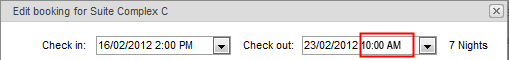 Edit booking for (syweb, cutdown, checkout time default)