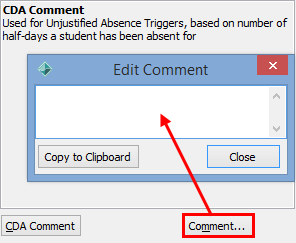 Edit Comment window
