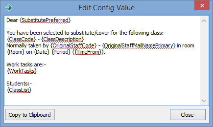 Edit Config Value window