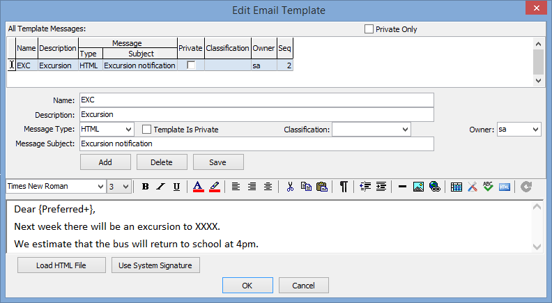 Edit Email Template