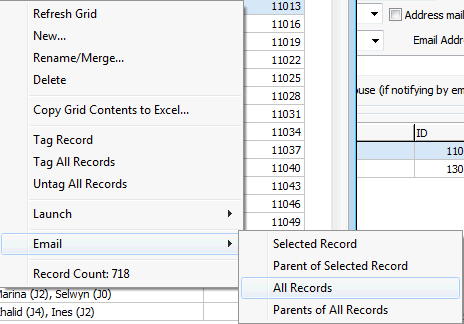 Email all records from grid