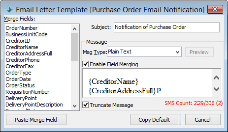 Email Letter Template (Purchase Order Email Notification}