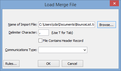 Email List Import - Load Merge File