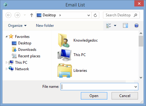 Email List window