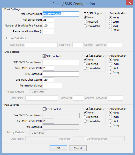 Email SMS Configuration (cut down)