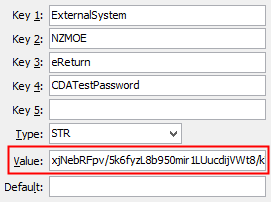 eReturn CDATestPassword configuration setting