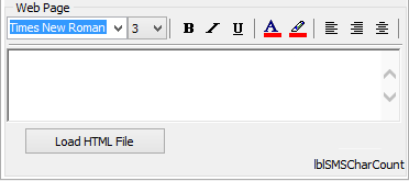 Events Maintenance - Web tab (web page editor)