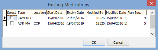 Existing medical plans window