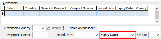Expiry Date field (International tab, highlighted)