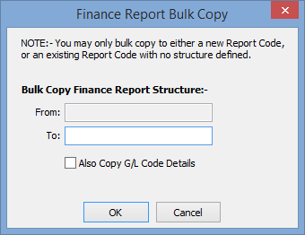 Finance Report Bulk Copy window