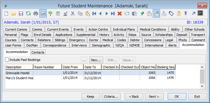 Future Student Maintenance - Accommodation tab - Accommodation sub-tab