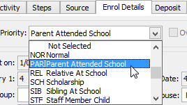 Future Student Maintenance - Enrol Details tab (Priority, Override Priority fields)