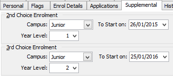 Future Student Maintenance - Supplemental tab (2nd and 3rd Choice Enrolment areas)