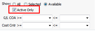 General Ledger Finance Reports Maintenance - Details tab (cut down, active field highlighted)