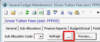 General Ledger Maintenance - Journals tab (launch button, cut down)