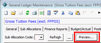 General Ledger Maintenance - Journals tab (Refresh button, cut down)