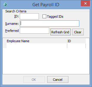 Get Payroll ID window