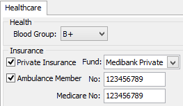 Healthcare tab fields (Medical maintenance, cut-down)