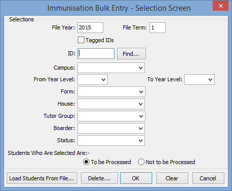Immunisation Bulk Entry window (What's new)