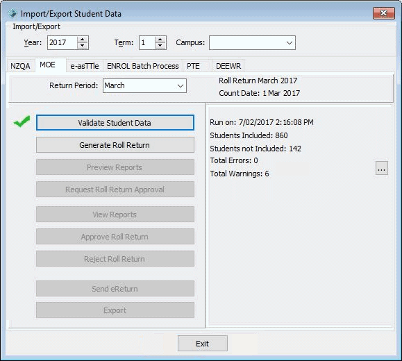 Import-Export Student Data - MOE tab (post validation, v68)