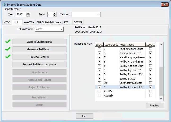 Import-Export Student Data - MOE tab (Request approval, v68)