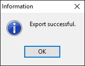 Import window (Export successful)