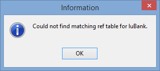 information - could not find matching ref table