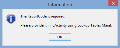 Information - The ReportCode is required